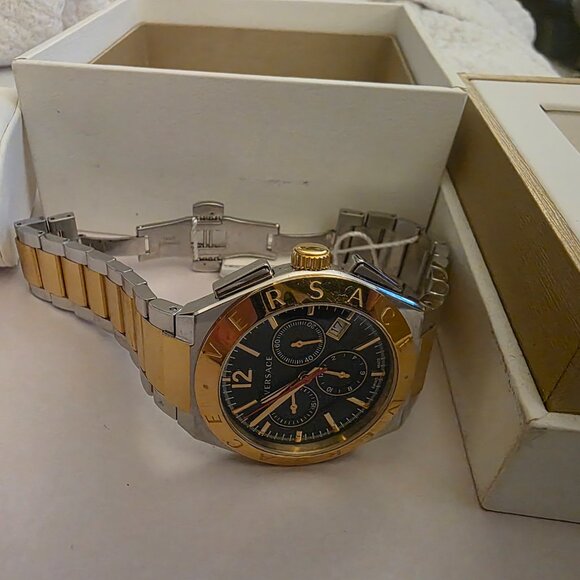 Versace two tone black dial stainless steel chronograph watch - Picture 4 of 5